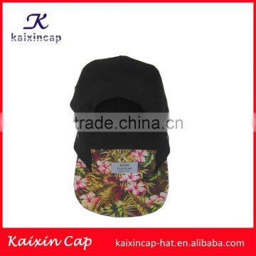6 panel strapback plain flat brim cap