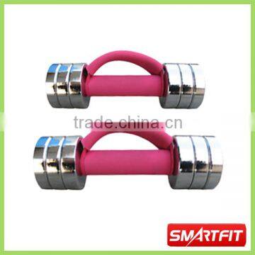 female training chromed dumbbell with pink foam strap handle hot sale exercise accessories