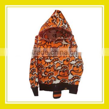 2016 Top Products Bros Brosdion with Tigers Printed Orange Unisex Long Sleeve Black Zippered Hoodie