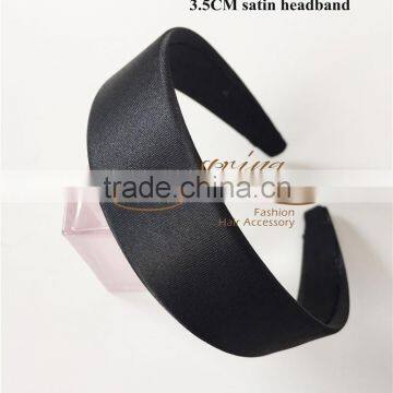 3.5CM satin headband ,hair band,plastic band in black ,good for DIY fashion hair accessory