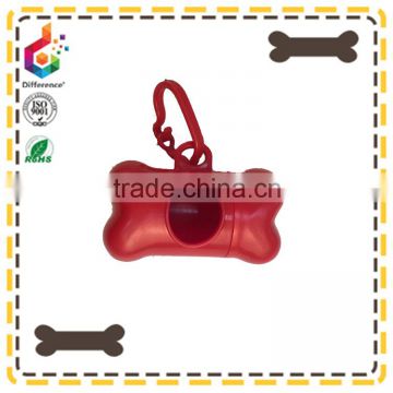 Red bone shape pet poop bag dispenser