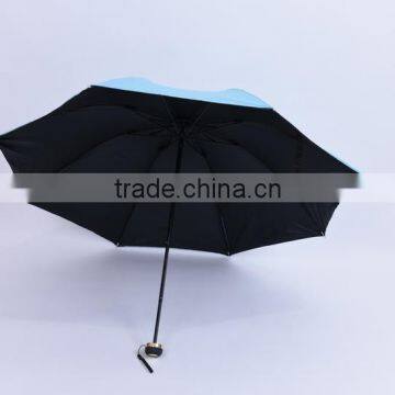 3 fold pocket umbrella black uv coating umbrella for sun and rain