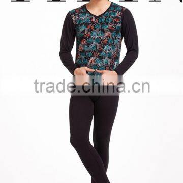 2016 classic printing soft men's V collar Autumn suit thin long johns