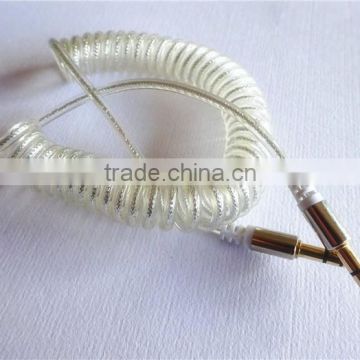 crystal transparent DC3.5MM to DC3.5mm /audio spiral gold-plated cable