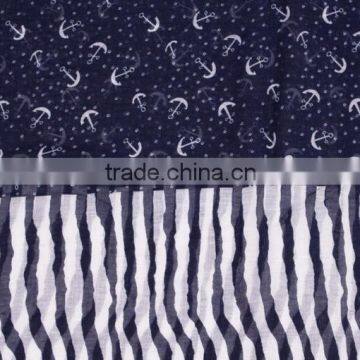 >> Women Striped Scarf Anchor Printing Fashionable Scarf/ photo-4