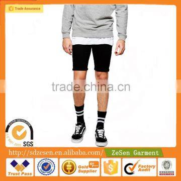 Cheap Fashion Extreme Super Skinny In Black Denim Jeans Shorts For Men