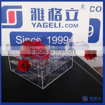 2016 Hot Sale!! Clear Acrylic Flower Box, Crystal Waterproof Clear Acrylic Rose Box