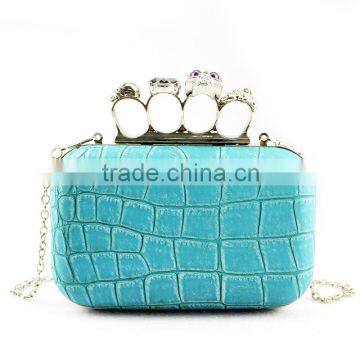 Handcee Purple RHINESTONE Ring Ladies Evening Clutch Bag With Skull photo-6