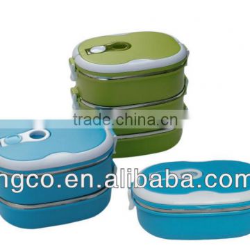 Potable square shaped double layer plastic lunch box/food box/ food container