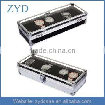 acrylic 6 watch case box, aluminum watch display case ZYD-BX92708