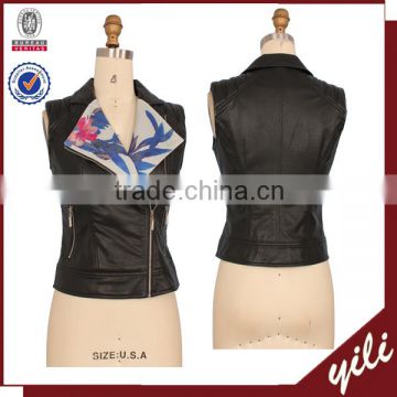 woman wear sleeveless leather jacket chinese clothing manufacturers 2015