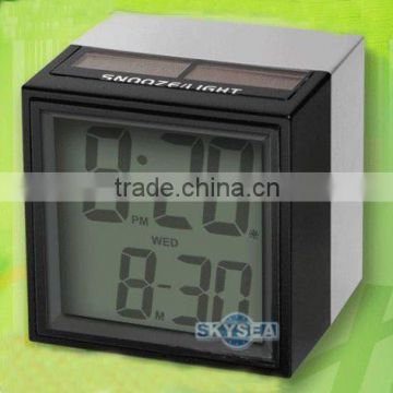 Solar Power LCD Digital Alarm Clock with calender