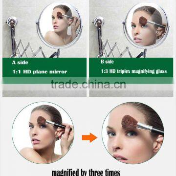 2016 A-bomb No drilling No tool No screw No rust 304 stainless steel bathroom mirror/round extendable wall mount bathroom mirror