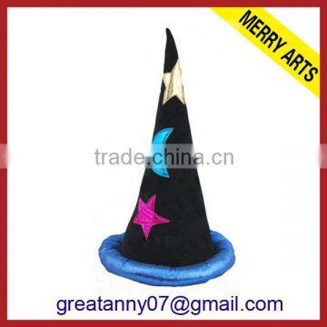 2014 Hot Style Wholesale party Black hallow carnival led Hat With Star and Moon Logo