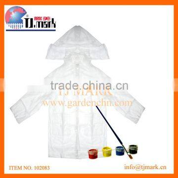 KIDS DIY PAINTING RAINCOAT IN RED YELLOW BLUE GREEN