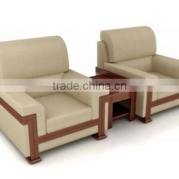 Single seater sofa fabric chair with wooden arms