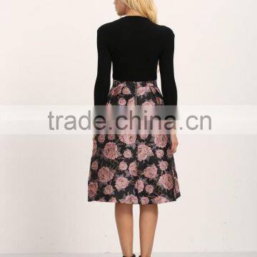 Clothing Factories in China Autumn Winter Fashion Floral Embroidered A-line Latest Long Skirt Design for Ladies 2016 Supplier's Choice photo-2