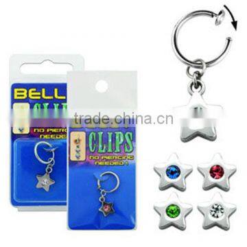 Clip On Star Fake Dangling Belly Button Rings