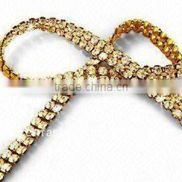 glass rhinestone brass cup chain