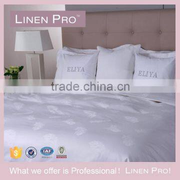 Linen Pro Full Size Satin Feather Pathern Pure Cotton Hotel Linen Bedding Set