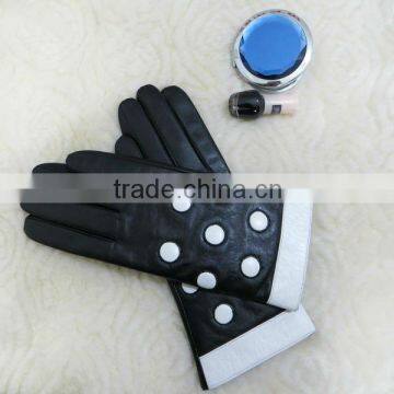 girls popular polar fleece lining fashion women leather gloves