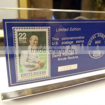 Notre Dame Limited Edition Knute Rockne Postage Stamp in Acrylic Display Case