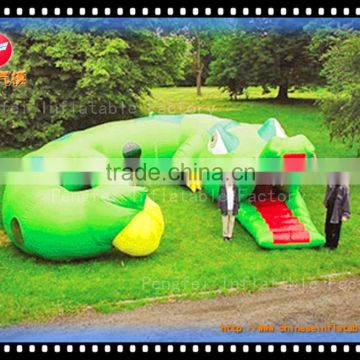 outdoor amusement crocodile inflatable obstacle bouncer tunnel