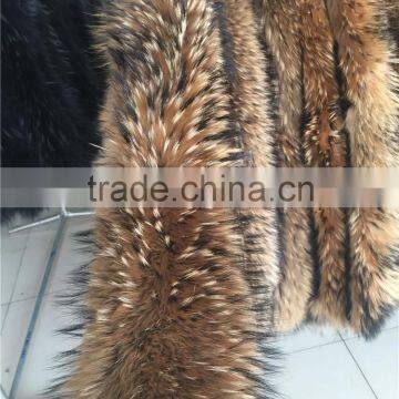 Fluffy Raccoon Fur Hood Trim photo-5