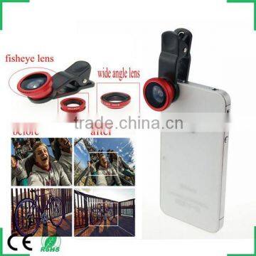 Universal Clip-on 180 degree 3 in 1 Fisheye+Wide Angle+Macro Camera Lens Kit