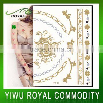 Fashion Gold And Silver Foil Metallic Custom Temporary Tattoos