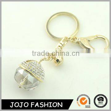 Fashion simple design ball shape metal gold plated bead rhinestone key ring                        
                                                                                Supplier's Choice