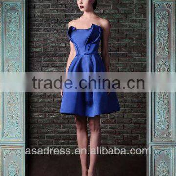 2014 New Fashion Stain Strapless Short Party Dress Patterns (EVRK-1020)