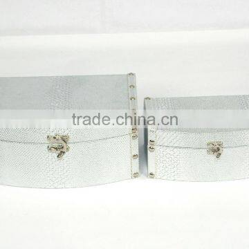 Simple silver alligator unique square jewelry box frame rivets