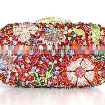 Wedding Bridal Crystal Rhinestone Evening Clutch Bags Purse Flower Colorful Handbags photo-4