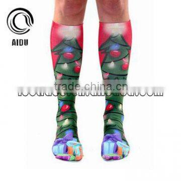Digital Print Colorful Knee High Christmas Socks