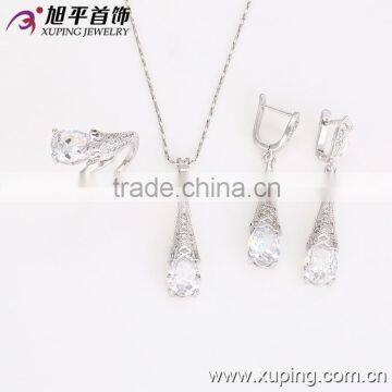 62637 China wholesale fashion white color jewelry sets for women unique zircon 18k white gold plated zircon jewelry