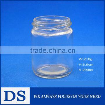 200ml wholesale high quality clear glass jars for strawberry jam