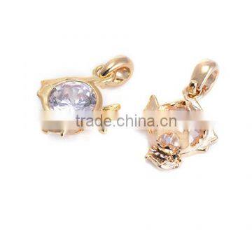 Wholesale Gold-Tone Fish Shape Cubic Zirconic Charm For Necklace And Bracelet