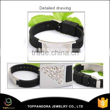 hot selling eco-friendly silicone bracelet jewelry colorful stainless steel magnetic clasp rubber bracelet for men