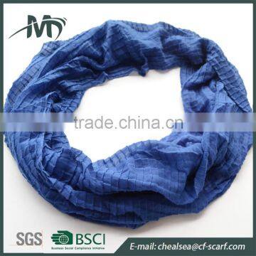 solid polyester pleated spring scarf loop for women