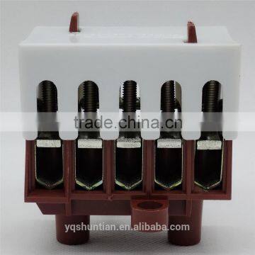 Screw Din Rail Mount Double Deck Papepp terminal block connector 100A 5 pole