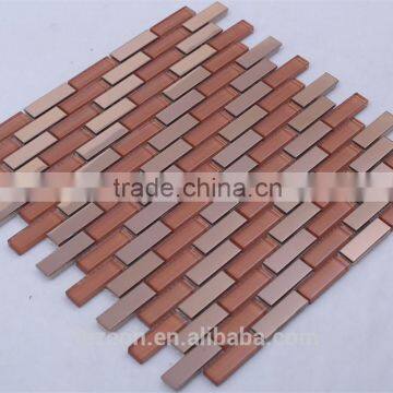 strip metal stainless steel crystal glass mosaic tile