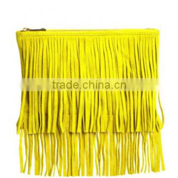 2014 stylish suede leather tassels Evening Clutch bag