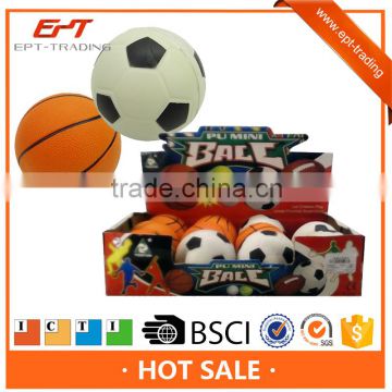 Pu material sport toys soft squeeze football basketball toy for kids