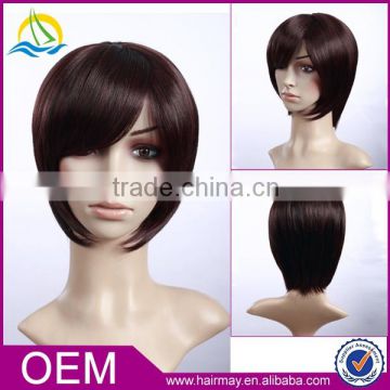 Wet and wavy cheap lace front wig short wig synthetic bang wholesale european kosher wig distributor