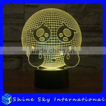 Acrylic 3D QQ Sad Expression LED Night Light Creative Stereoscopic 7 Colors Flashing Touch LED Bedside Lamp Christams Gift Light photo-6