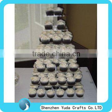 Square clear cupcake display shelf, 7 tier wedding cupcake stands, acrylic cake display stand