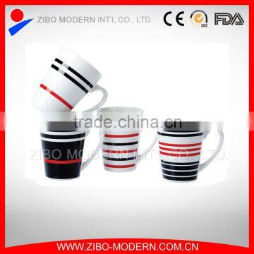 wholesale funnel shape ceramic mug with fashion line design