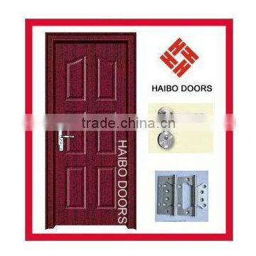 2016 pvc coated emboss mdf wooden flush swing decorative pure color door for bedroom