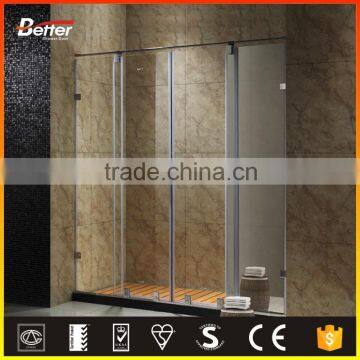 Small Prefabricated Frameless 304SUS Chrome Rectangle Sliding Shower Doors photo-4